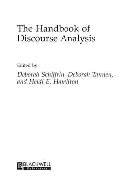 The Handbook of Discourse Analysis