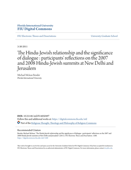 The Hindu-Jewish Relationship and the Significance of Dialogue
