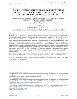 Generation of Self-Sustainable Electrical Energy for the Unidad Central Del Valle Del Cauca, by the Use of Peltier Cells