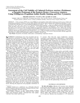 Assessment of the Cell Viability of Cultured Perkinsus Marinus