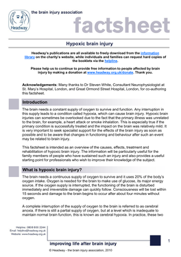 Hypoxic Brain Injury