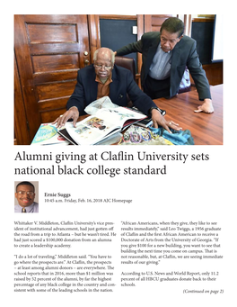 Alumni Giving at Claflin University Sets National Black College Standard