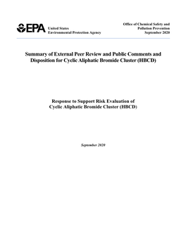 Summary of External Peer Review and Public Comments and Disposition for Cyclic Aliphatic Bromide Cluster (HBCD)