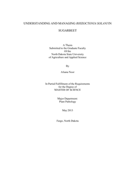 Understanding and Managing Rhizoctonia Solani In