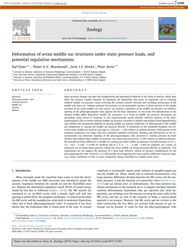 Deformation of Avian Middle Ear Structures Under Static Pressure Loads, and Potential Regulation Mechanisms ⁎ Raf Claesa,B, , Pieter G.G