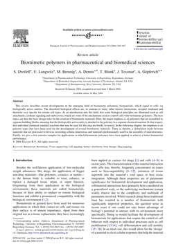 Biomimetic Polymers in Pharmaceutical and Biomedical Sciences