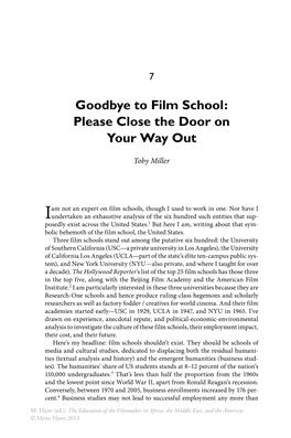 Goodbye to Film School: Please Close the Door on Your Way Out