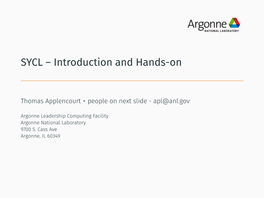 SYCL – Introduction and Hands-On
