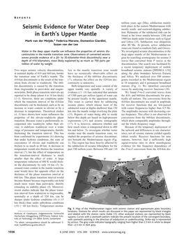 Seismic Evidence for Water Deep in Earth's Upper Mantle