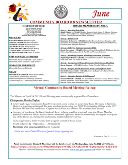 Community Board # 8 Newsletter