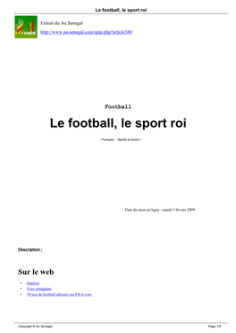 Le Football, Le Sport Roi