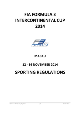 Fia Formula 3 Intercontinental Cup 2014