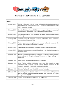 Chronicle: the Caucasus in the Year 2009