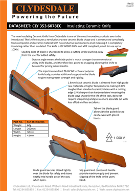 CLY 353 6078EC Insulating Ceramic Knife