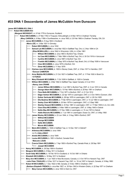 33 DNA 1 Descendants of James Mccubbin from Dunscore