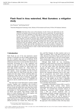 Flash Flood in Arau Watershed, West Sumatera: a Mitigation Study