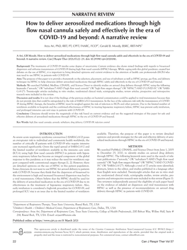 How to Deliver Aerosolized Medications Through High Flow Nasal Cannula Safely and Effectively in the Era of COVID-19 and Beyond: a Narrative Review