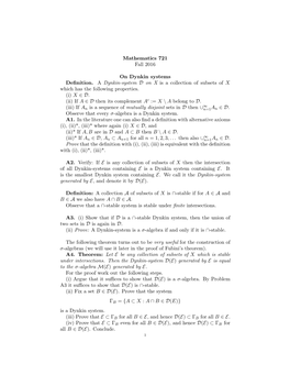 Mathematics 721 Fall 2016 on Dynkin Systems Definition. a Dynkin