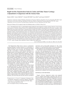 Rapid-Air-Dry Papanicolaou Stain in Canine and Feline Tumor Cytology: a Quantitative Comparison with the Giemsa Stain