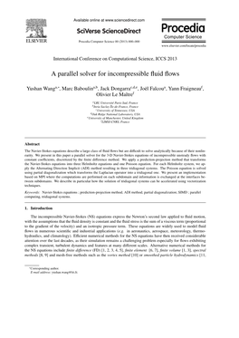 A Parallel Solver for Incompressible Fluid Flows