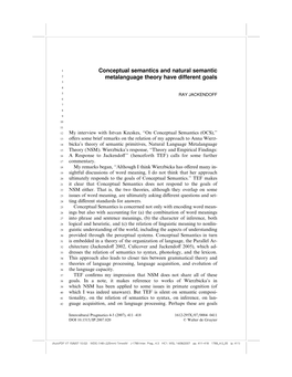 Conceptual Semantics and Natural Semantic Metalanguage Theory 413