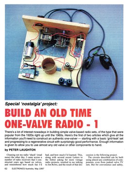 Build an Old Time One-Valve Radio T