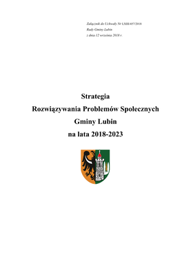 Strategia Rozwiązywania Problemów Społecznych Gminy Lubin Na Lata