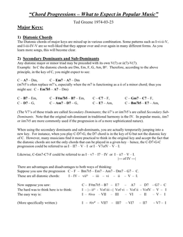 “Chord Progressions – What to Expect in Popular Music”