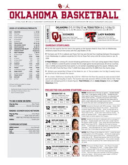 OKLAHOMA BASKETBALL 3 FINAL FOURS U 4 BIG 12 TOURNAMENT CHAMPIONSHIPS U 6 BIG 12 REGULAR SEASON CHAMPIONSHIPS U 19 NCAA TOURNAMENTS SINCE 2000