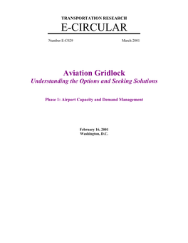 Aviation Gridlock Understanding the Options and Seeking Solutions