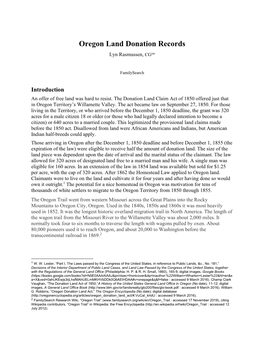 Oregon Land Donation Records