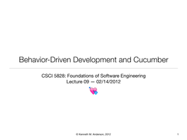 Behavior-Driven Development and Cucumber