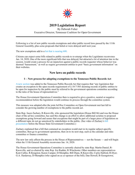 2019 Legislation Report for TCOG Members