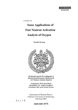 Sonie Applications of Fast Neutron Activation Analysis of Oxygen