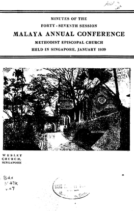 Malaya Annual Conference Methodist Episcopal Church Held in Singapore, January 1939