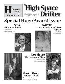 Special Hugo Award Issue Novel Novella Blackout/ All Clear the Lifecycle of Software Connie Willis Objects (Ballantine Spectra) Ted Chiang (Subterranean)