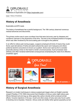 History of Anesthesia