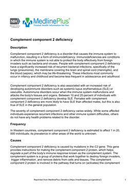 Complement Component 2 Deficiency