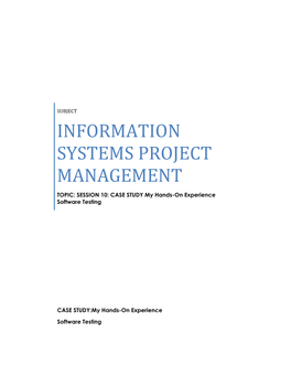 Information Systems Project Management