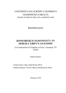 Konstrukce Panenství V Tv Seriálu Grey's Anatomy