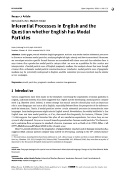 Inferential Processes in English and the Question Whether English Has Modal Particles