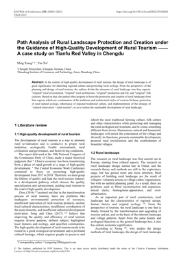 Path Analysis of Rural Landscape Protection and Creation Under The