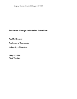 Structural Change in Russian Transition