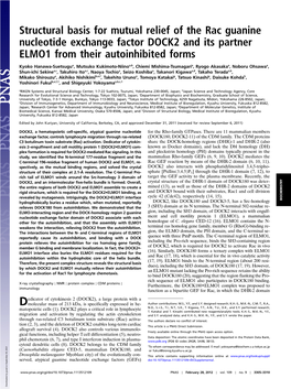 Structural Basis for Mutual Relief of the Rac Guanine Nucleotide Exchange Factor DOCK2 and Its Partner ELMO1 from Their Autoinhibited Forms