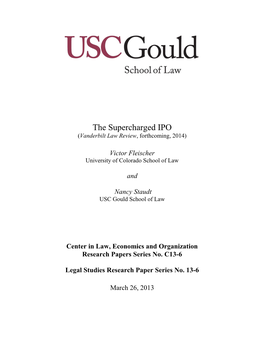 The Supercharged IPO (Vanderbilt Law Review, Forthcoming, 2014)