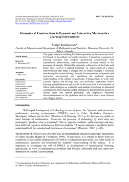 Geometrical Constructions in Dynamic and Interactive Mathematics Learning Environment