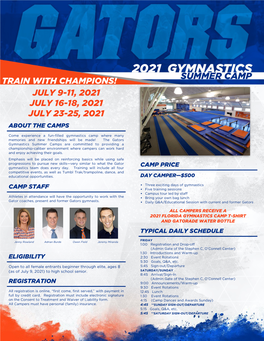 FINAL 2021 Gators Gymnastics Summer Camp Flyer