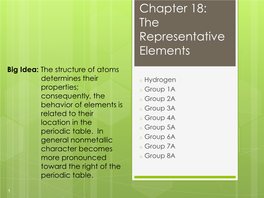 Chapter 18: the Representative Elements