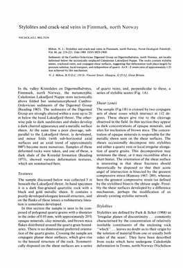 Stylolites and Crack-Seal Veins in Finnmark, North Norway Textures Shear Zones Stylolites