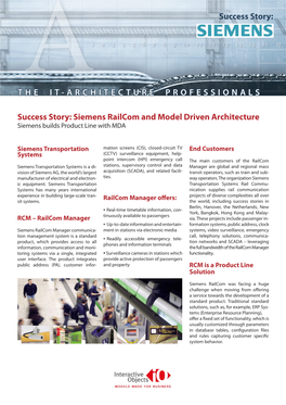 Siemens Railcom and Model Driven Architecture Success Story